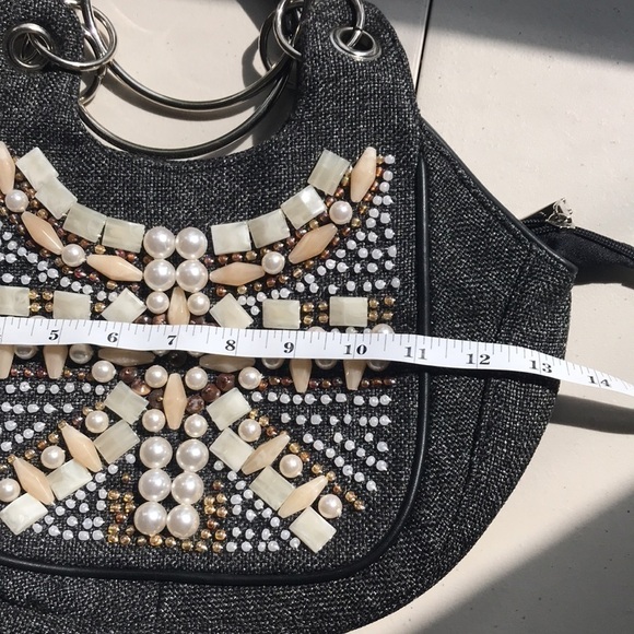 NICOLE Lee Collection beaded fabric tweed handbag - Picture 9 of 10